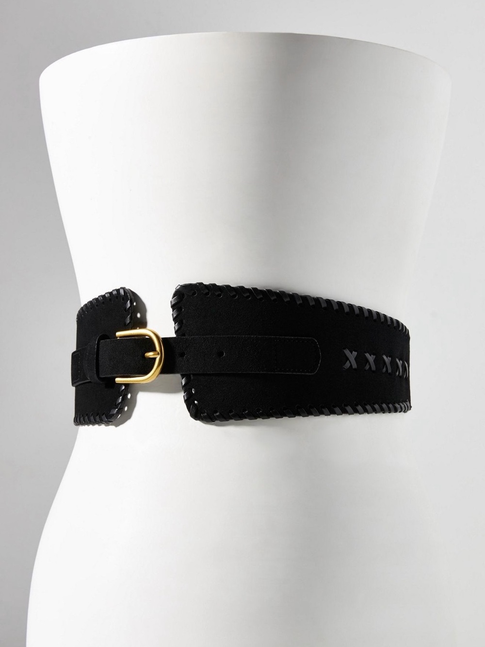 Anthropologie Black Suede Corset Belt